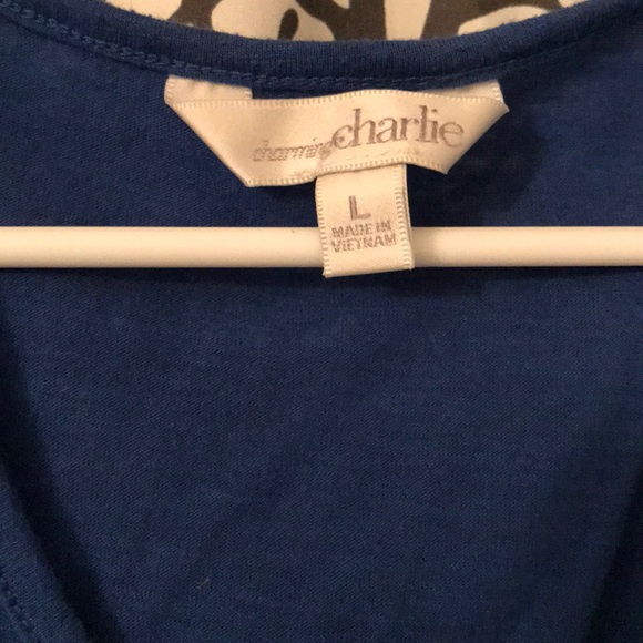 Blue cold shoulder shirt - Picture 3 of 5